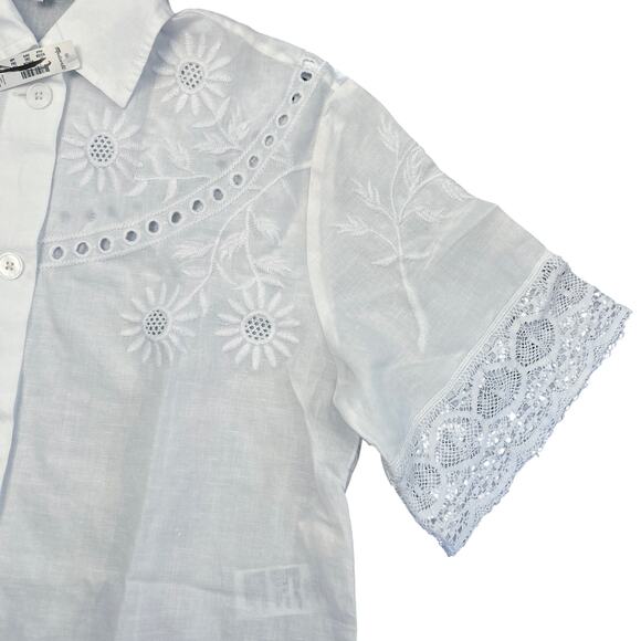 NWT Madewell Embroidered Lace Button-Up Shirt White Size XS - Picture 10 of 11